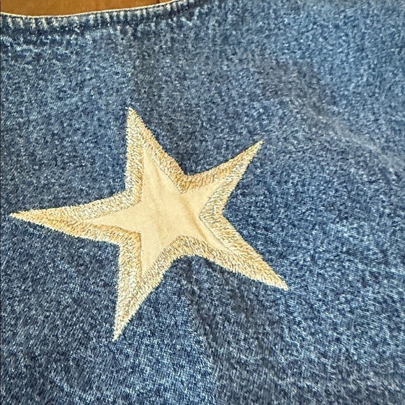 VINTAGE Texas RHYTHM BLUE WOMEN'S BLUE DENIM VEST XL - Picture 9 of 13